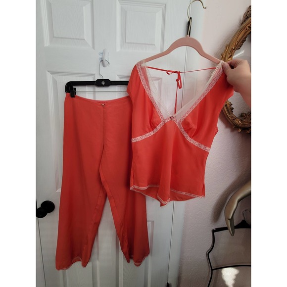 Betsey Johnson Coral Orange Top/Pant Matching Set Size Medium - Picture 7 of 7